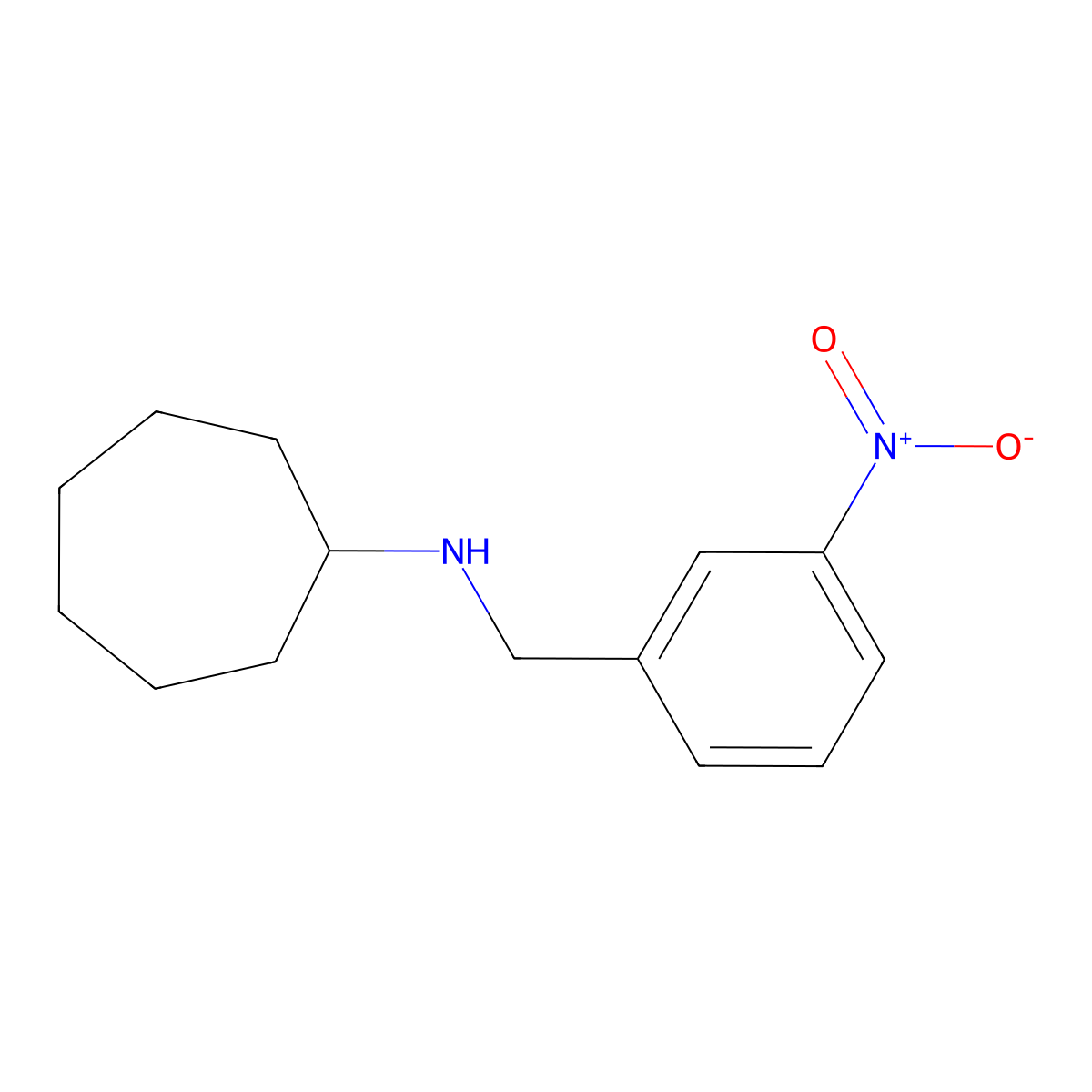N-(3-nitrobenzyl)cycloheptanamine molecular structure, CAS 332108-56-2