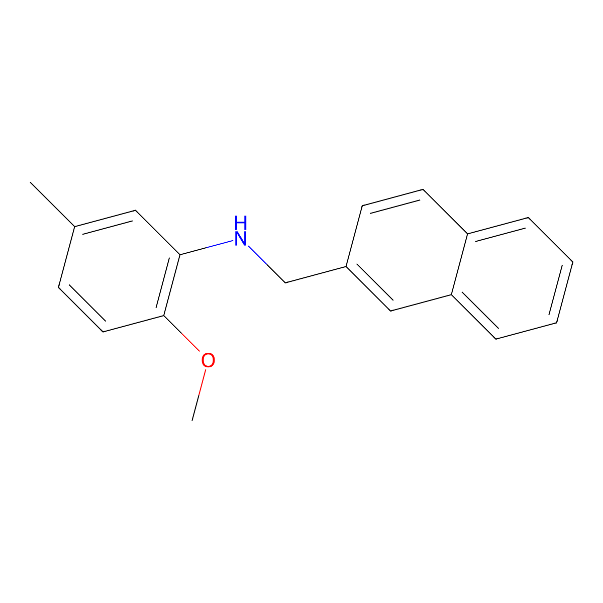 2-methoxy-5-methyl-N-(naphthalen-2-ylmethyl)aniline molecular structure, CAS 332108-57-3