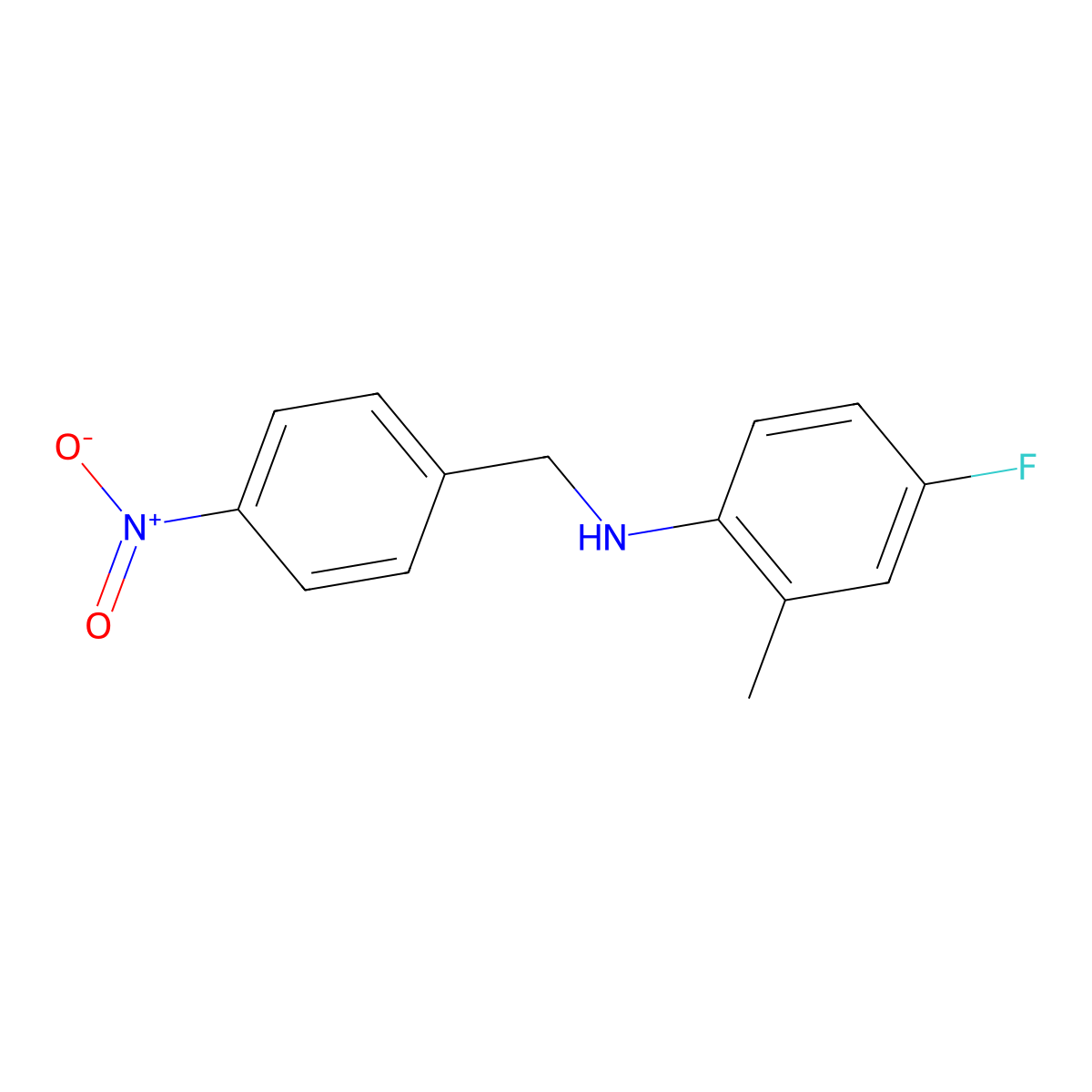 4-fluoro-2-methyl-N-[(4-nitrophenyl)methyl]aniline molecular structure, CAS 332108-60-8