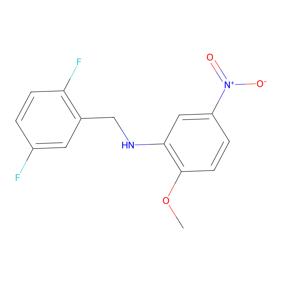 N-(2,5-difluorobenzyl)-2-methoxy-5-nitroaniline molecular structure, CAS 332108-64-2