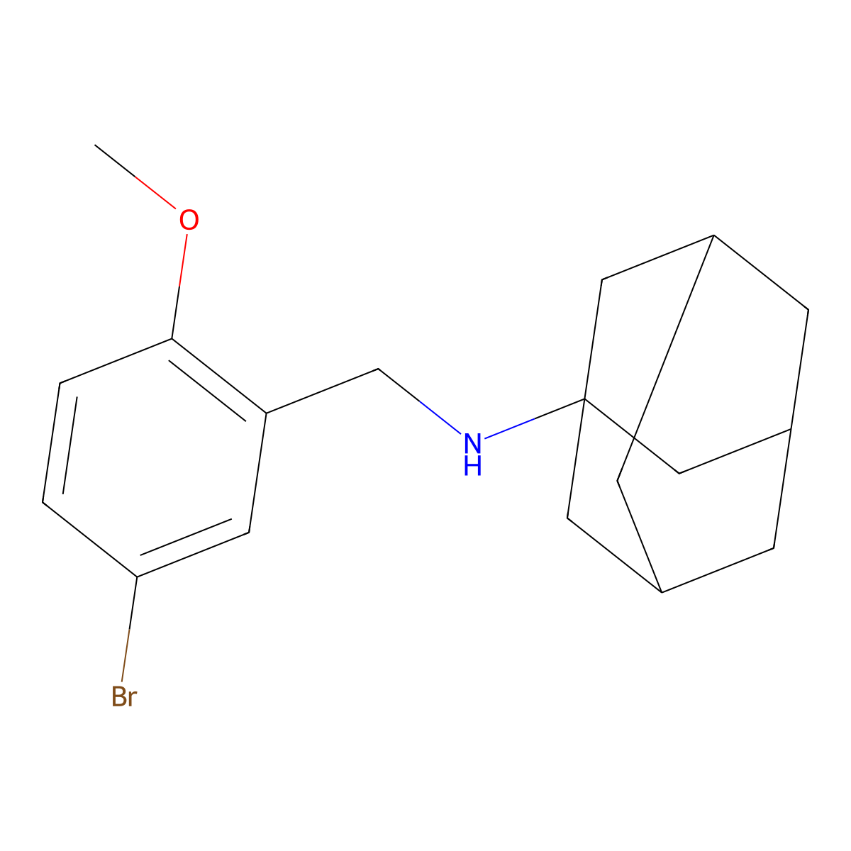 Adamantan-1-yl-(5-bromo-2-methoxy-benzyl)-amine molecular structure, CAS 332108-65-3