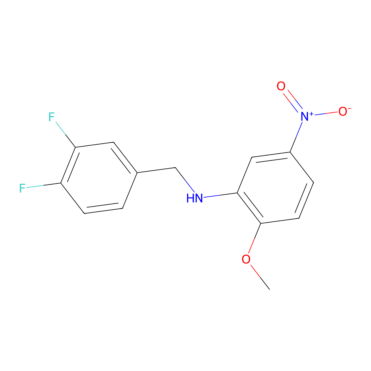 N-(3,4-difluorobenzyl)-2-methoxy-5-nitroaniline molecular structure, CAS 332108-74-4