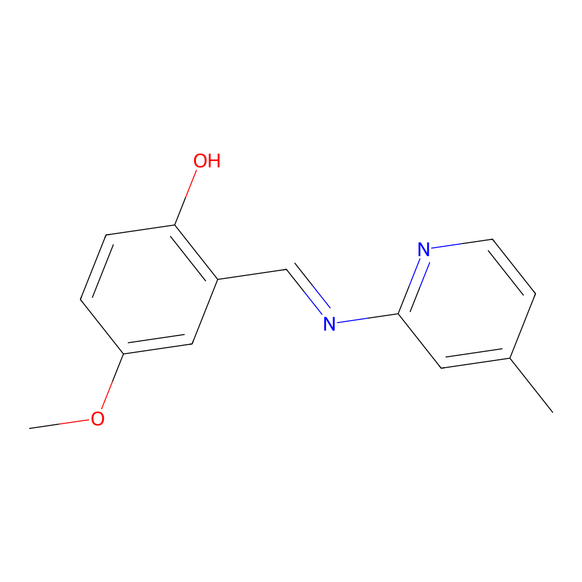 (E)-4-methoxy-2-(((4-methylpyridin-2-yl)imino)methyl)phenol molecular structure, CAS 332109-22-5
