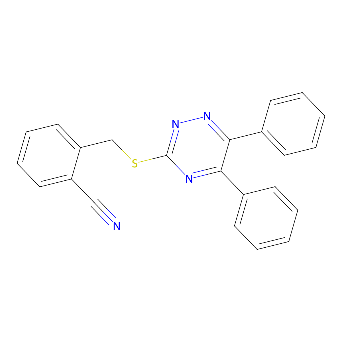 2-{[(5,6-Diphenyl-1,2,4-triazin-3-yl)sulfanyl]methyl}benzonitrile molecular structure, CAS 332109-88-3