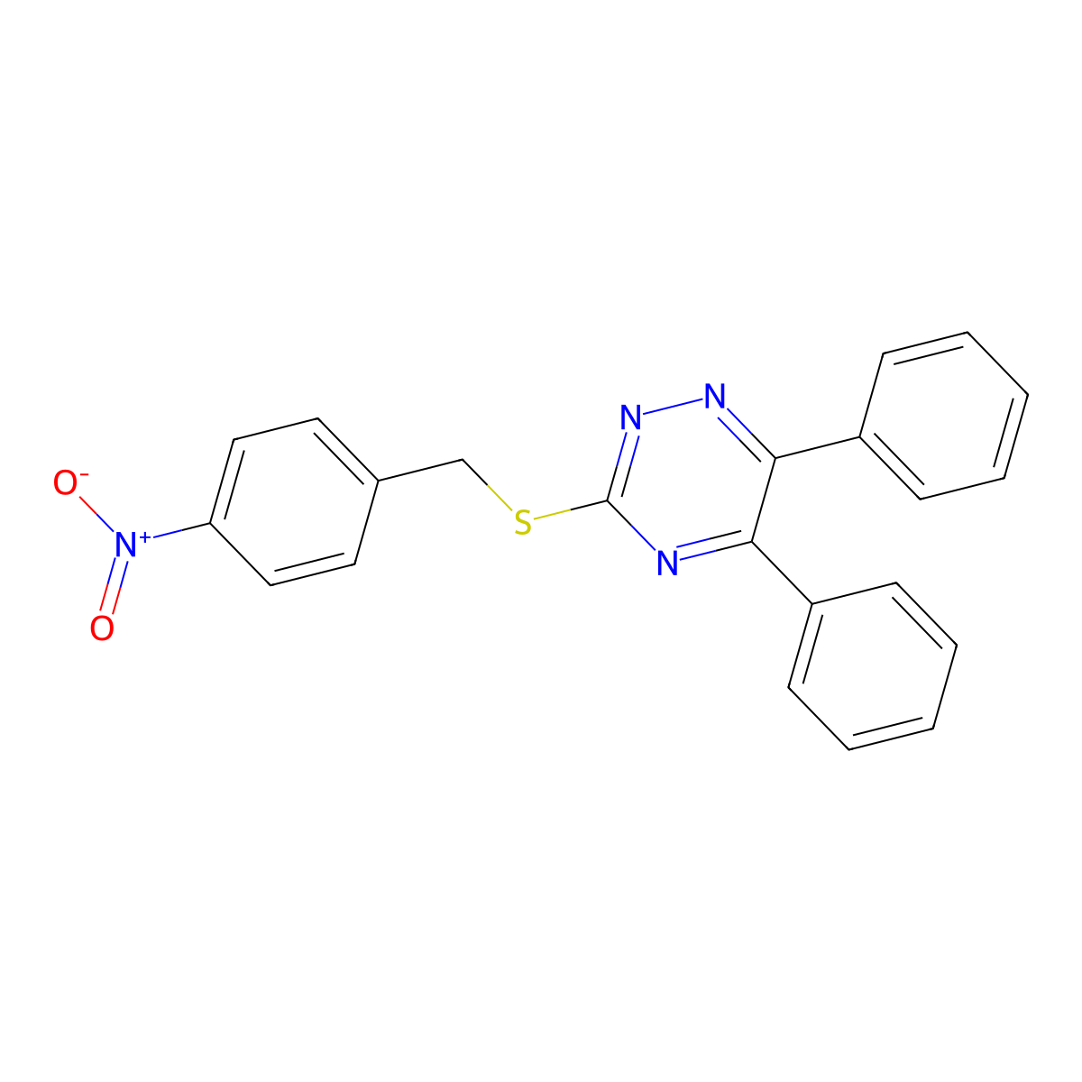 3-((4-Nitrobenzyl)thio)-5,6-diphenyl-1,2,4-triazine molecular structure, CAS 332109-90-7