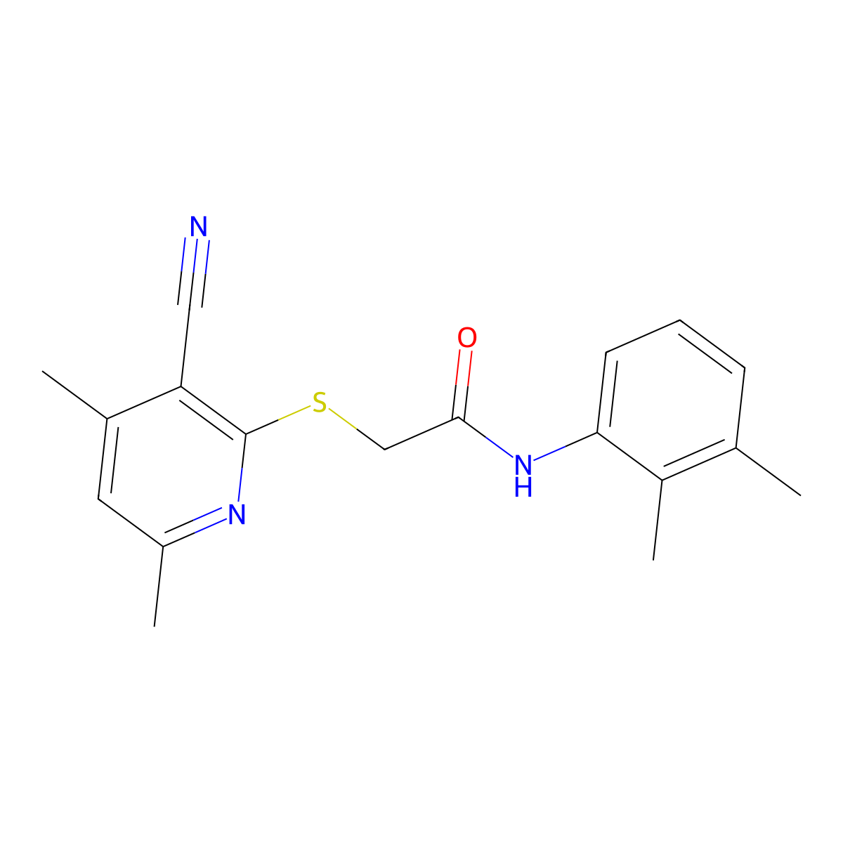 2-(3-cyano-4,6-dimethylpyridin-2-yl)sulfanyl-N-(2,3-dimethylphenyl)acetamide molecular structure, CAS 332114-14-4