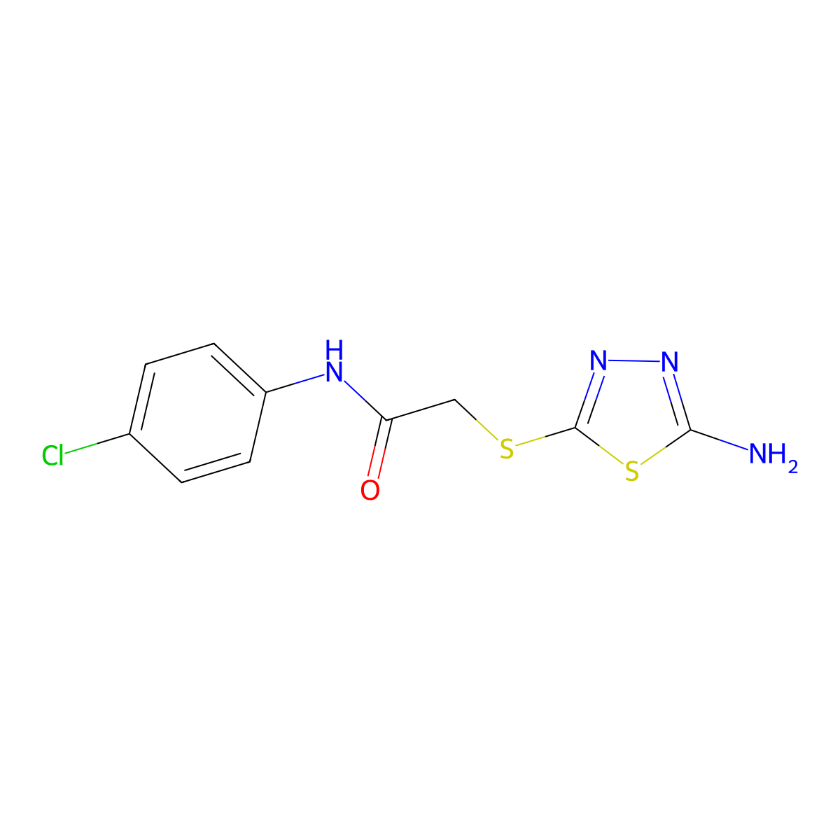 2-[(5-amino-1,3,4-thiadiazol-2-yl)sulfanyl]-N-(4-chlorophenyl)acetamide molecular structure, CAS 332114-17-7