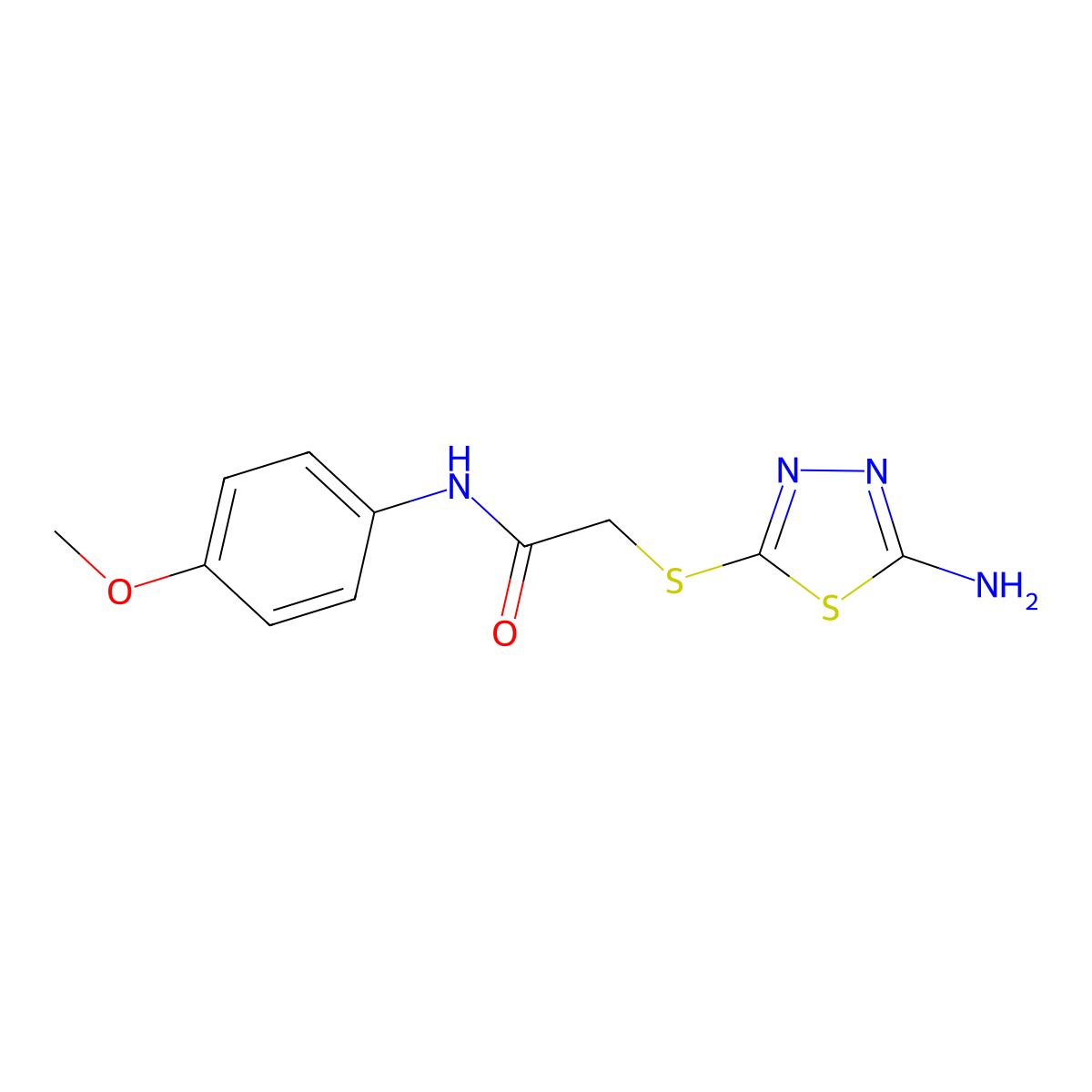 2-[(5-Amino-1,3,4-thiadiazol-2-yl)thio]-N-(4-methoxyphenyl)acetamide molecular structure, CAS 332114-18-8