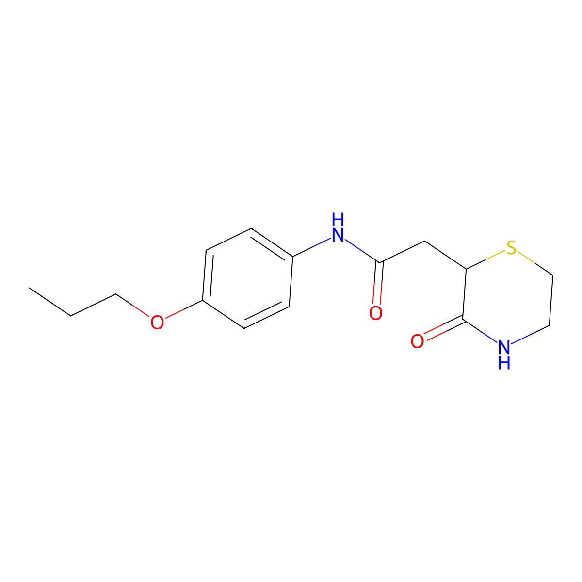 2-(3-oxothiomorpholin-2-yl)-N-(4-propoxyphenyl)acetamide molecular structure, CAS 332114-20-2