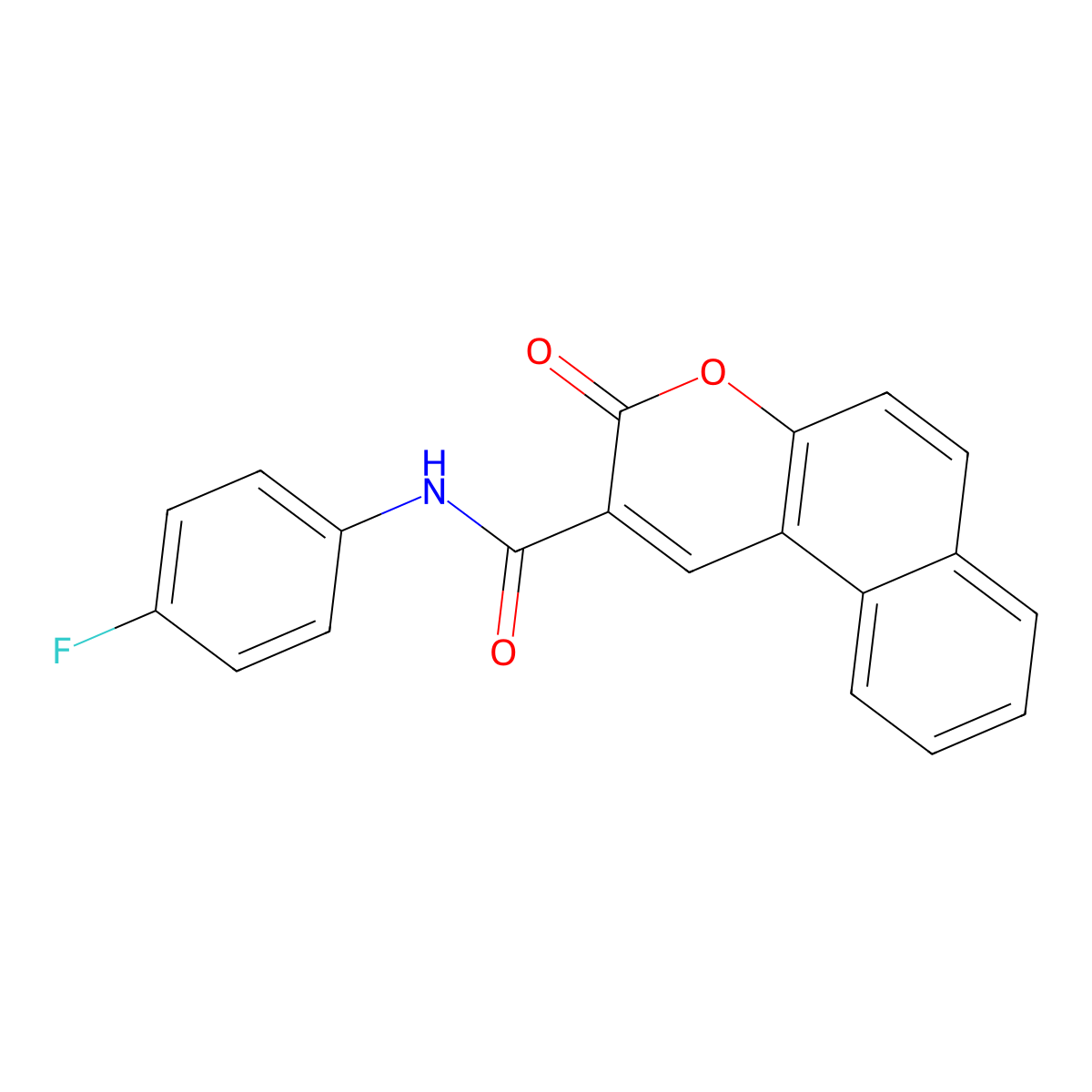 N-(4-fluorophenyl)-3-oxo-3H-benzo[f]chromene-2-carboxamide molecular structure, CAS 332115-67-0