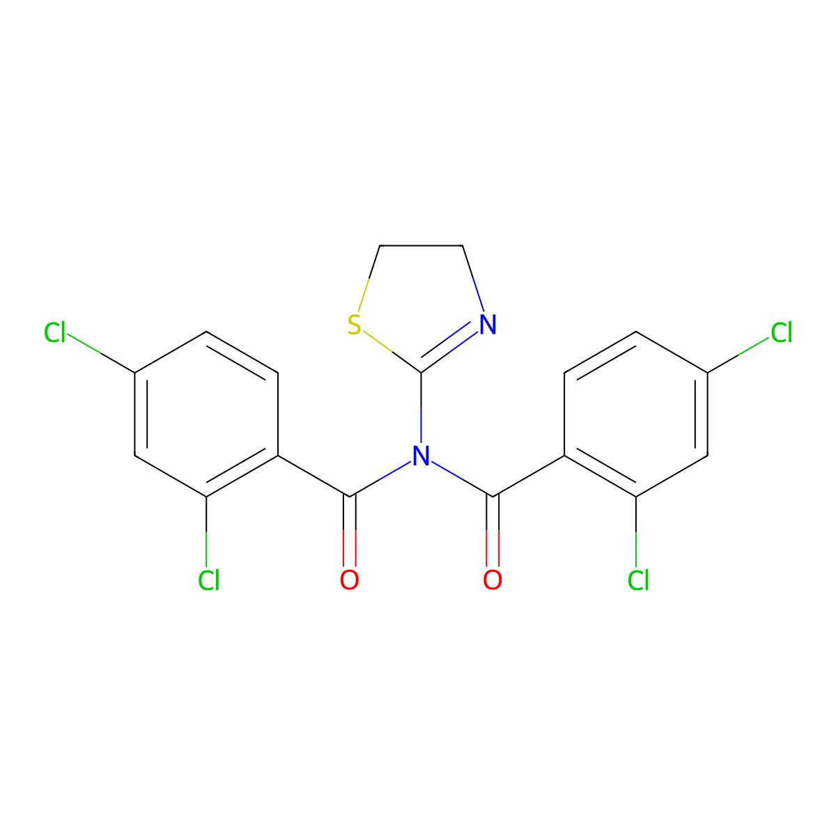 2,4-dichloro-N-(2,4-dichlorobenzoyl)-N-(4,5-dihydro-1,3-thiazol-2-yl)benzamide molecular structure, CAS 332116-10-6