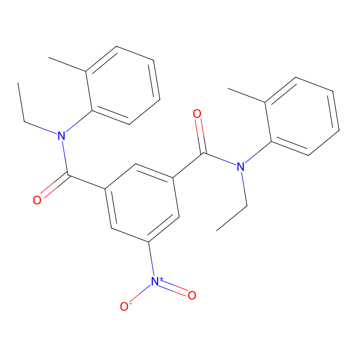1-N,3-N-diethyl-1-N,3-N-bis(2-methylphenyl)-5-nitrobenzene-1,3-dicarboxamide molecular structure, CAS 332116-29-7