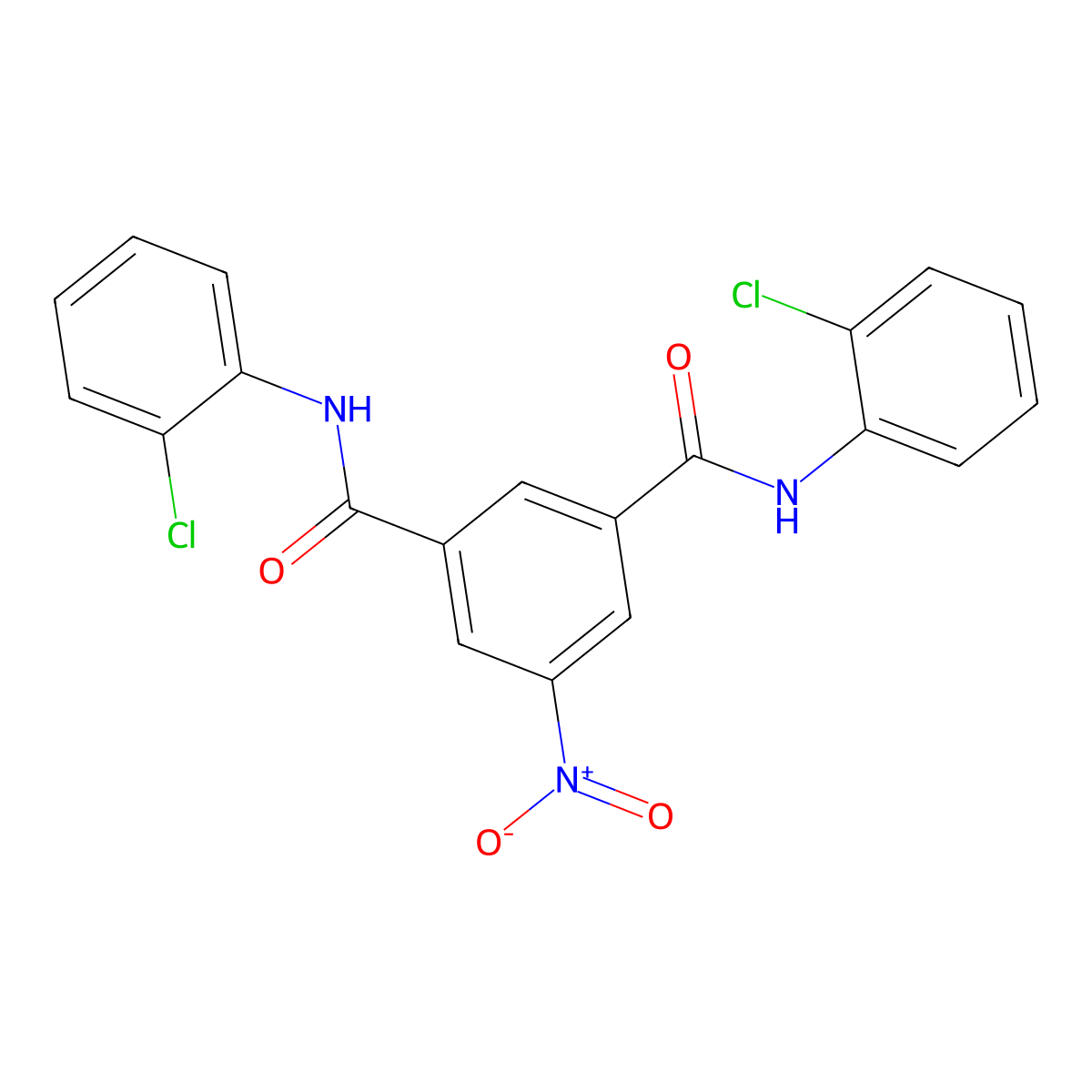 1-N,3-N-bis(2-chlorophenyl)-5-nitrobenzene-1,3-dicarboxamide molecular structure, CAS 332116-30-0