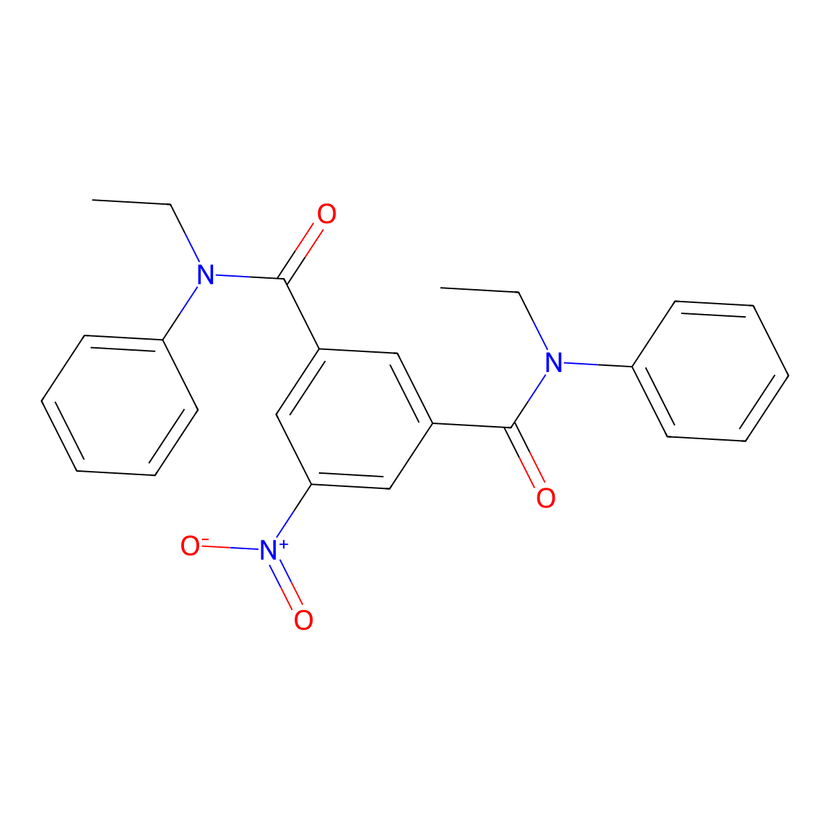 N,N'-Diethyl-5-nitro-N,N'-diphenyl-isophthalamide molecular structure, CAS 332116-35-5