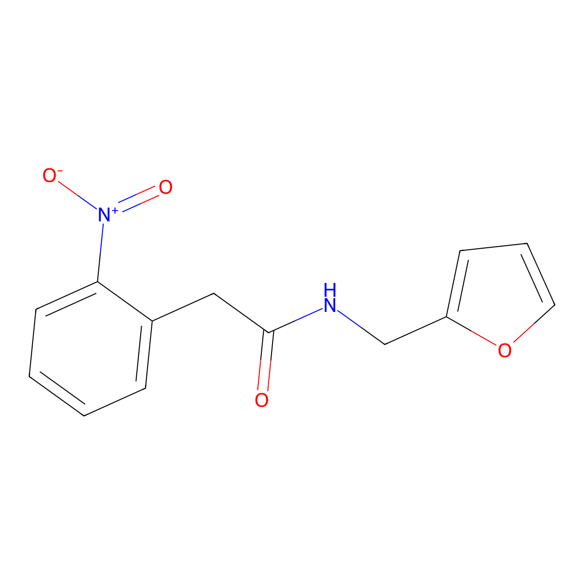 N-(furan-2-ylmethyl)-2-(2-nitrophenyl)acetamide molecular structure, CAS 332116-48-0