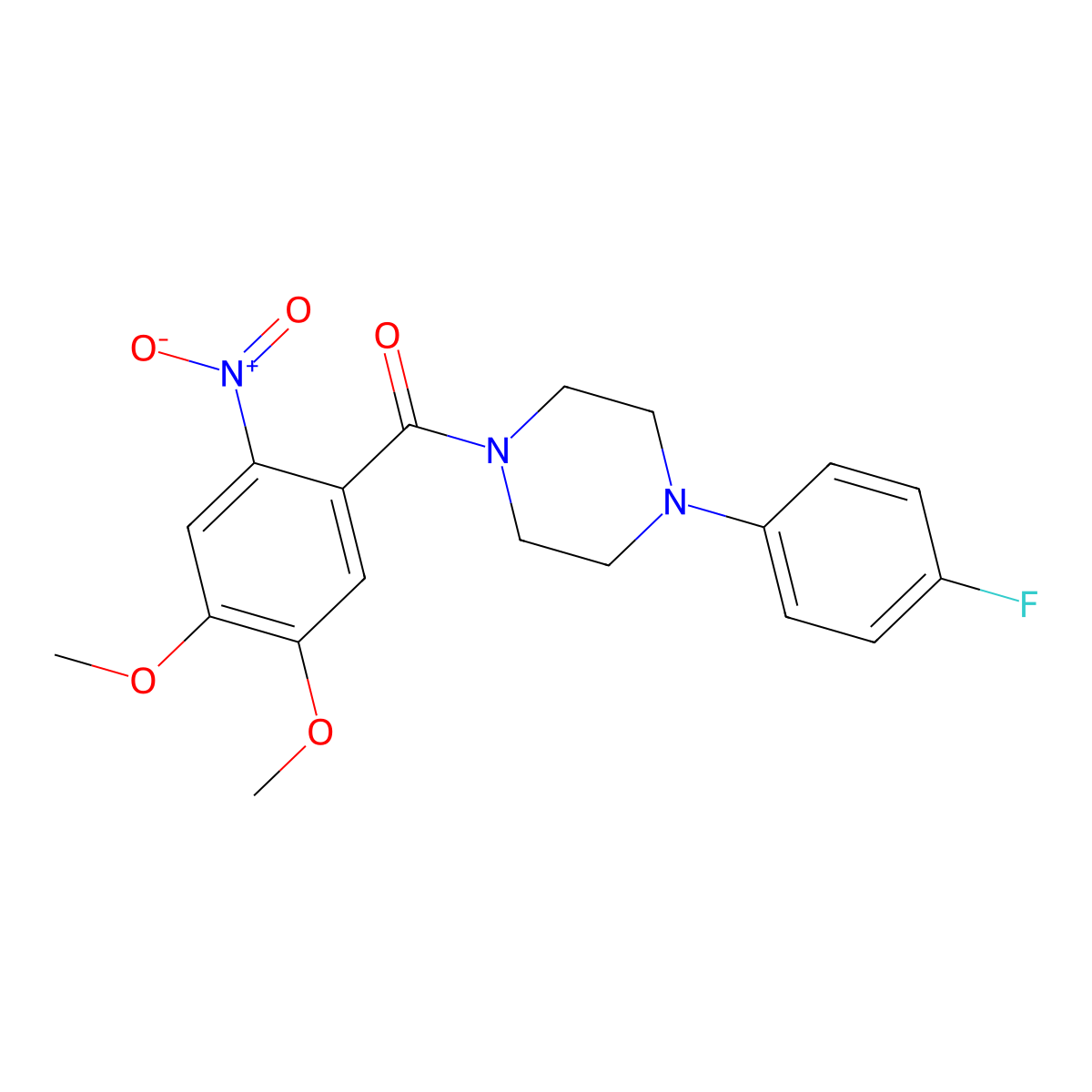 (4,5-Dimethoxy-2-nitrophenyl)-[4-(4-fluorophenyl)piperazin-1-yl]methanone molecular structure, CAS 332116-55-9