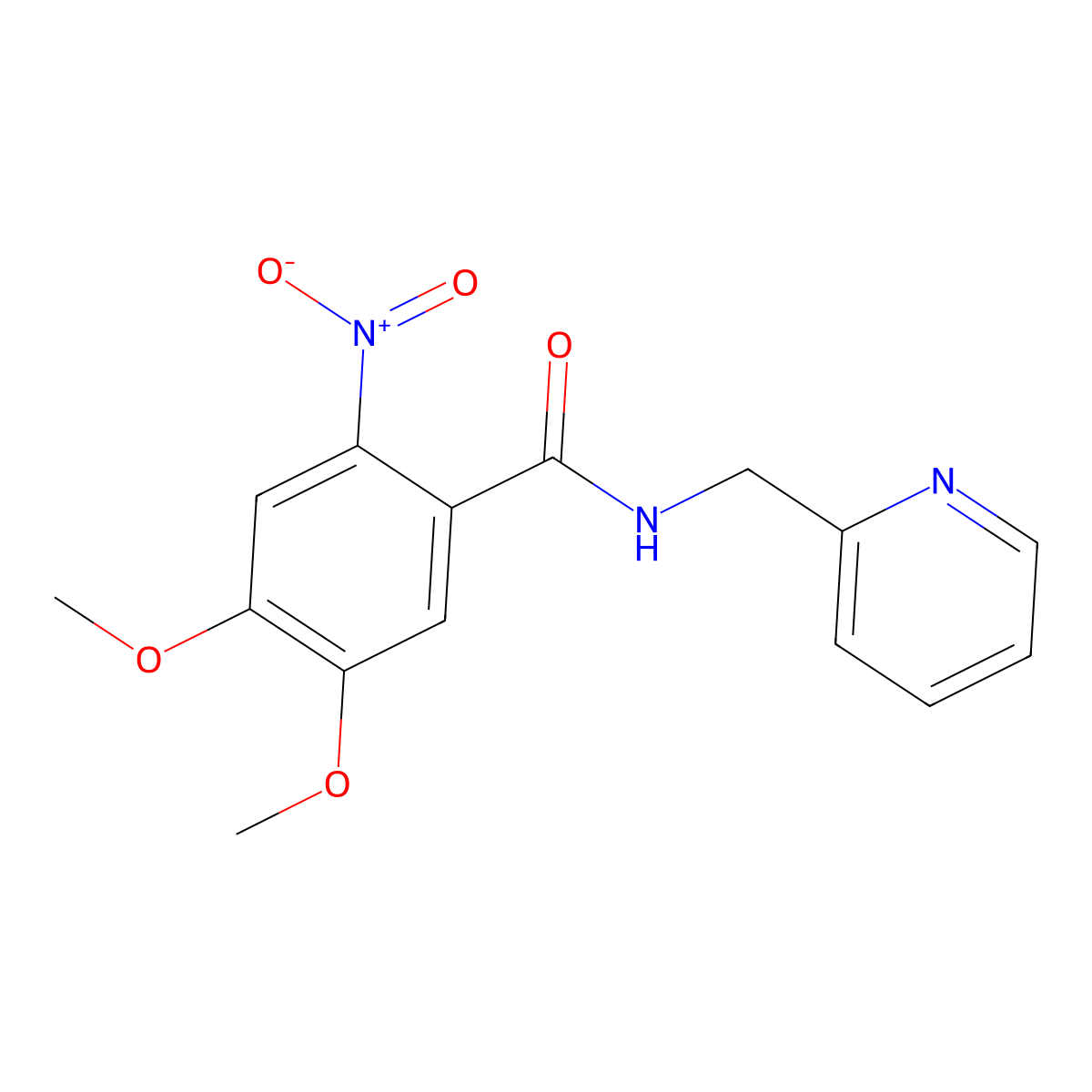 4,5-dimethoxy-2-nitro-N-(pyridin-2-ylmethyl)benzamide molecular structure, CAS 332116-61-7