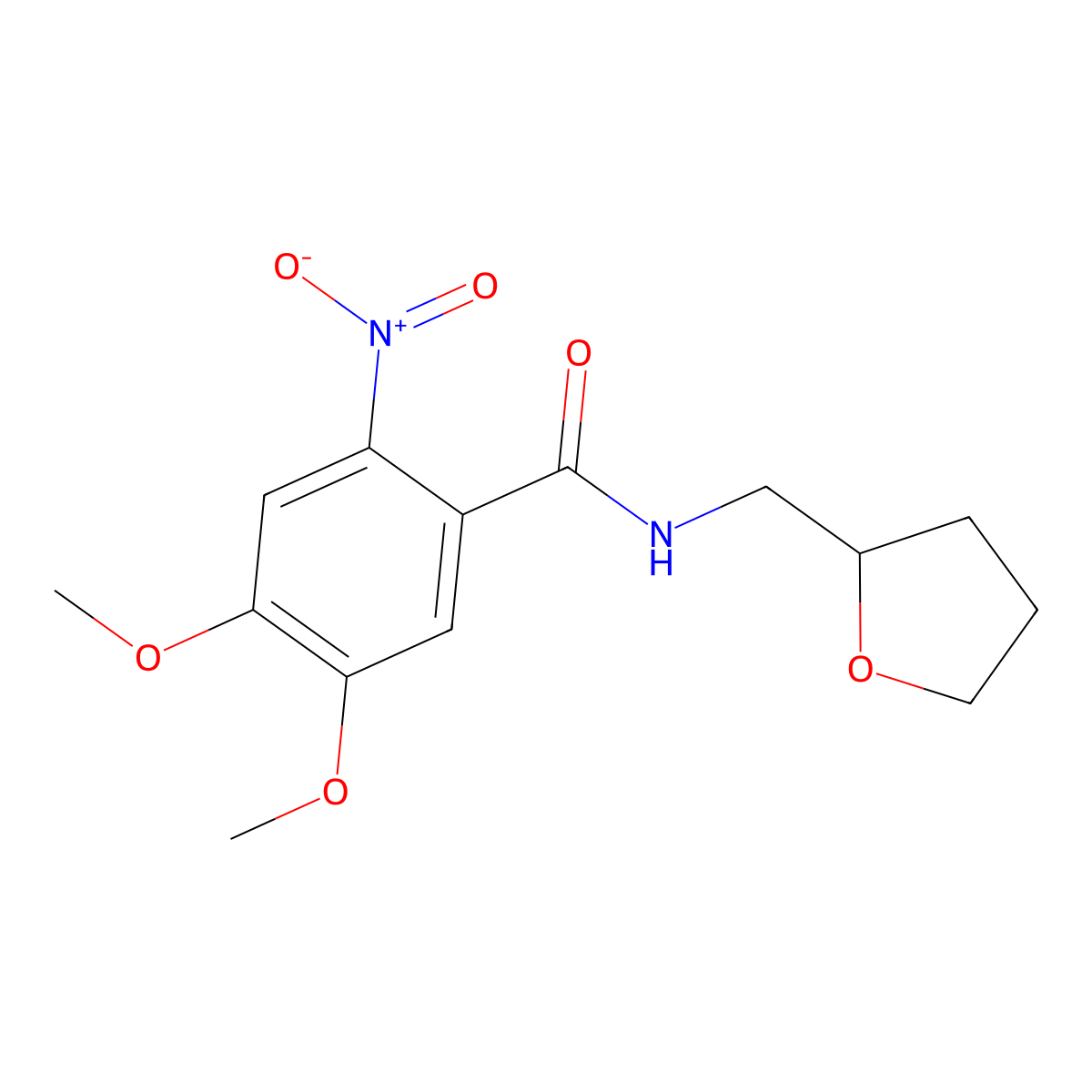 4,5-dimethoxy-2-nitro-N-(oxolan-2-ylmethyl)benzamide molecular structure, CAS 332116-63-9