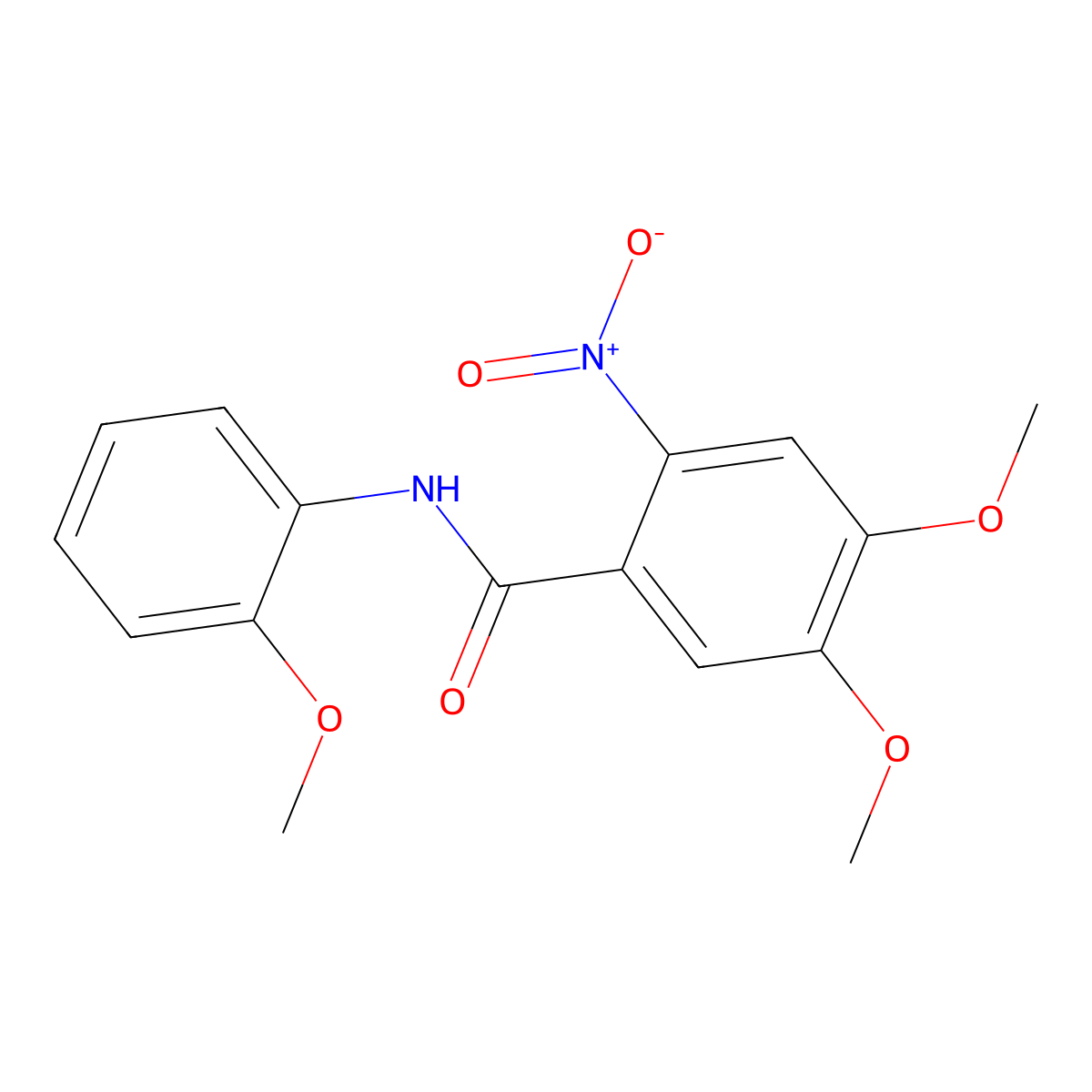 4,5-dimethoxy-N-(2-methoxyphenyl)-2-nitrobenzamide molecular structure, CAS 332116-67-3