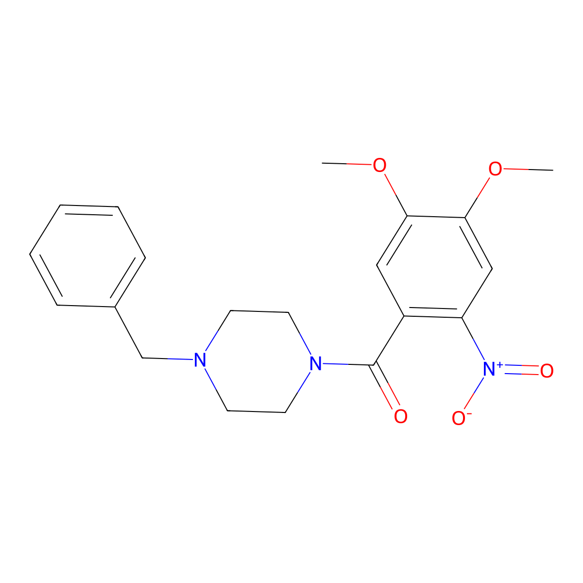 (4-Benzylpiperazin-1-yl)(4,5-dimethoxy-2-nitrophenyl)methanone molecular structure, CAS 332116-71-9