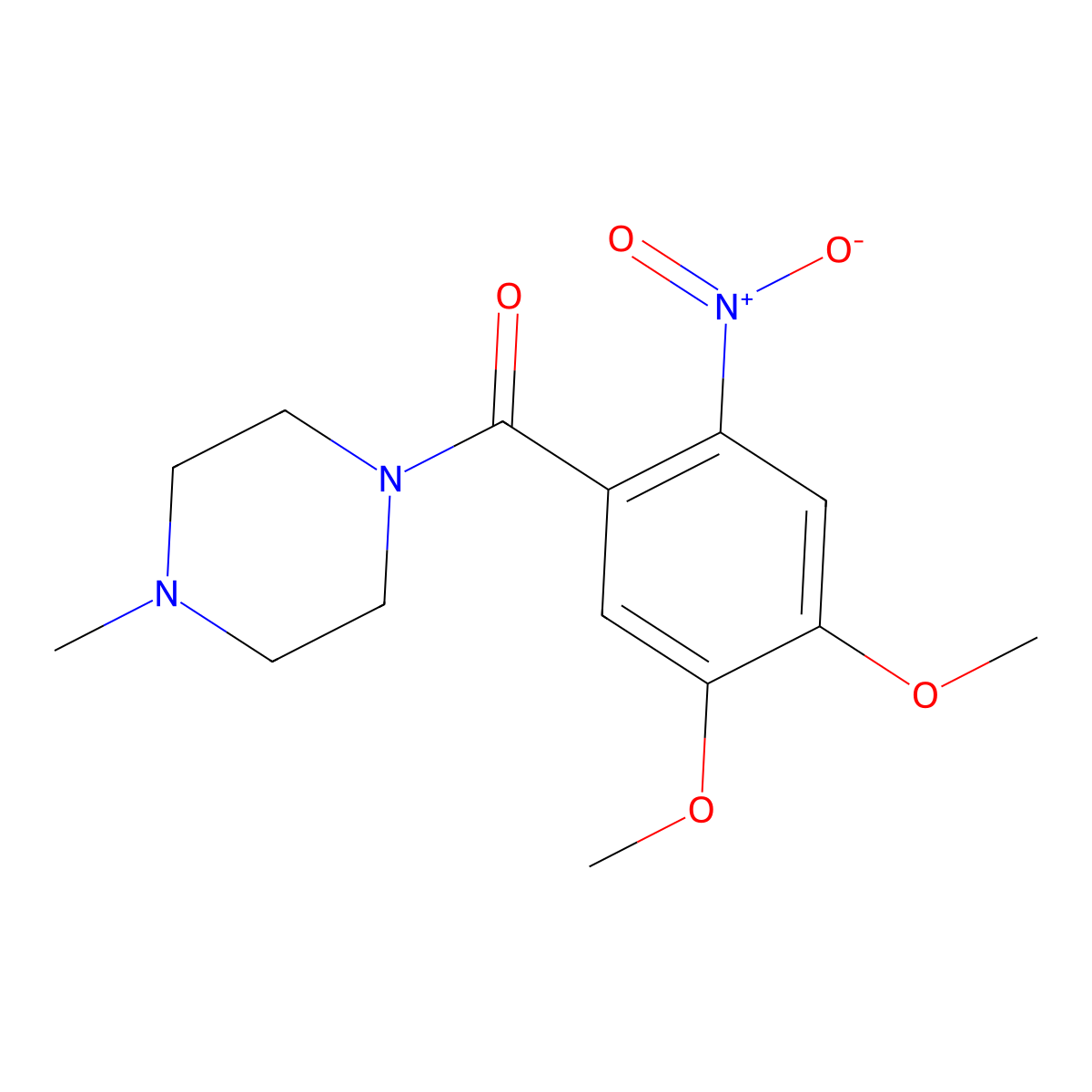 (4,5-Dimethoxy-2-nitrophenyl)(4-methylpiperazin-1-yl)methanone molecular structure, CAS 332116-72-0