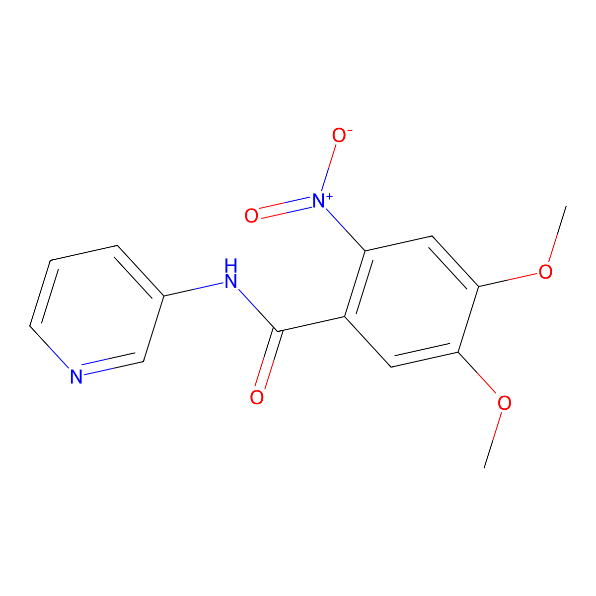 4,5-dimethoxy-2-nitro-N-(pyridin-3-yl)benzamide molecular structure, CAS 332116-75-3