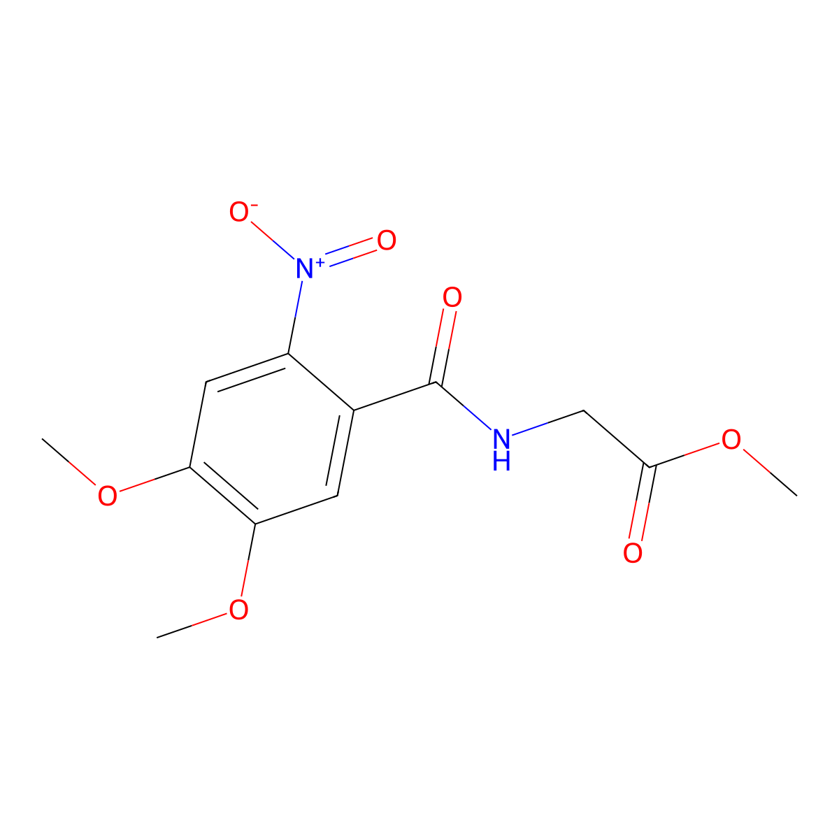 Methyl 2-[(4,5-dimethoxy-2-nitrobenzoyl)amino]acetate molecular structure, CAS 332116-76-4