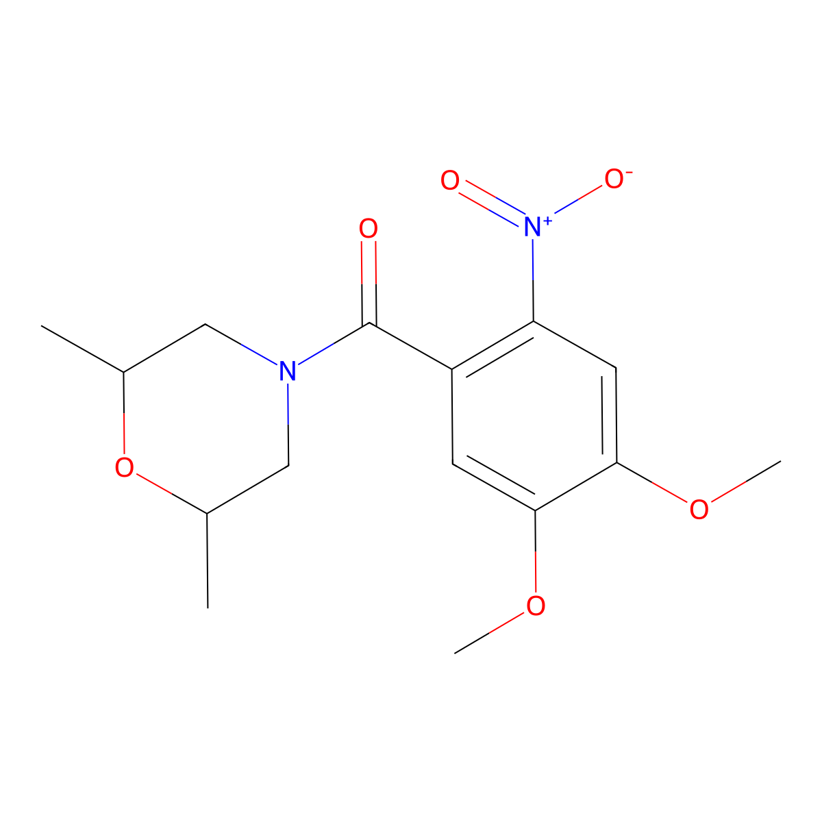 4-(4,5-Dimethoxy-2-nitrobenzoyl)-2,6-dimethylmorpholine molecular structure, CAS 332116-79-7