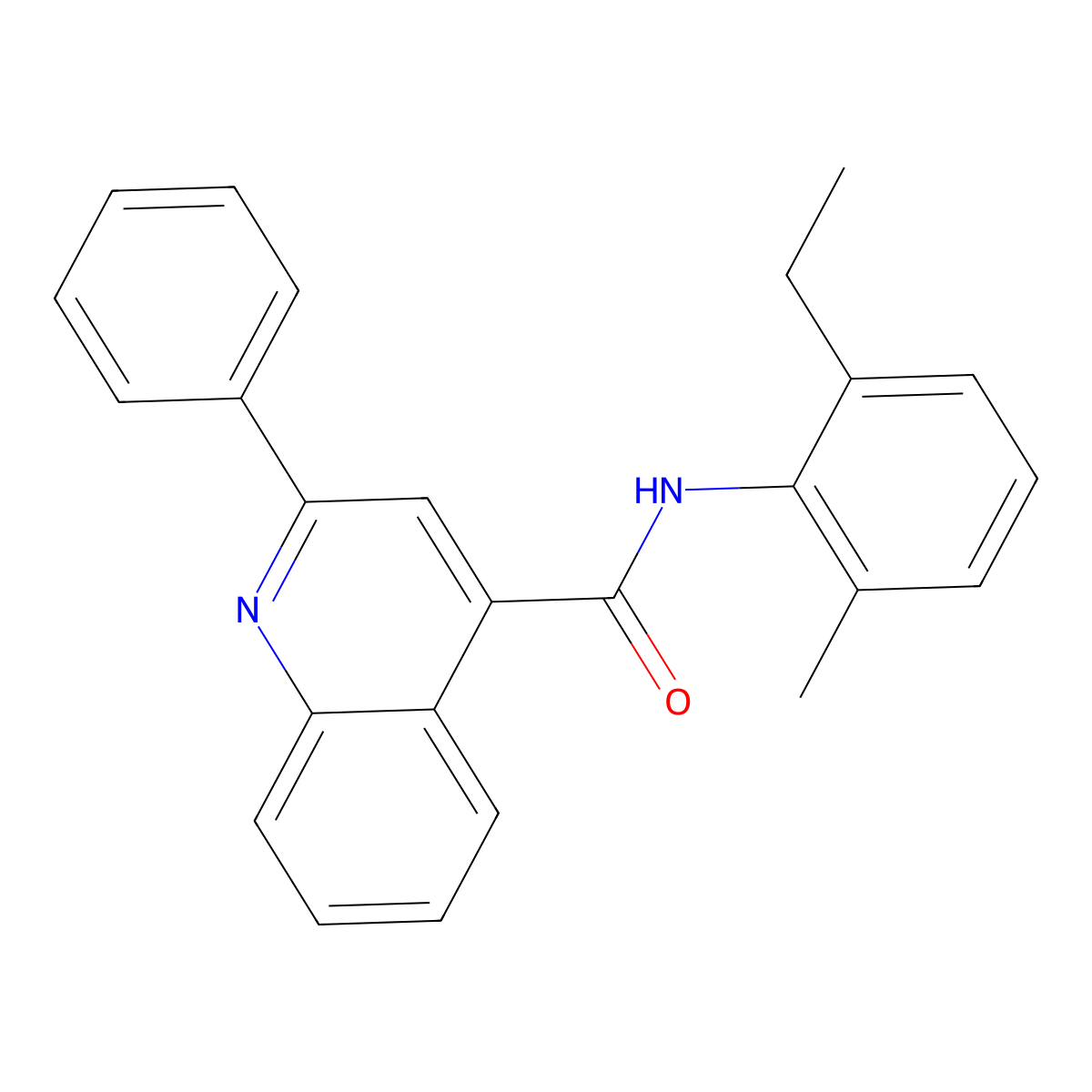 N-(2-ethyl-6-methylphenyl)-2-phenylquinoline-4-carboxamide molecular structure, CAS 332116-83-3