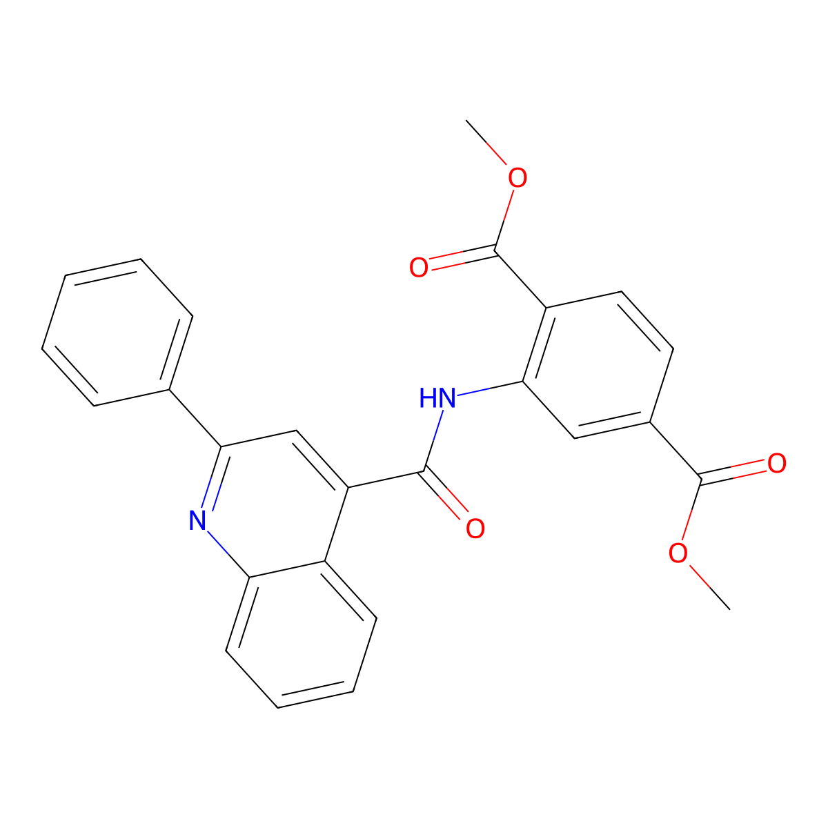 Dimethyl 2-{[(2-phenyl-4-quinolinyl)carbonyl]amino}terephthalate molecular structure, CAS 332116-89-9