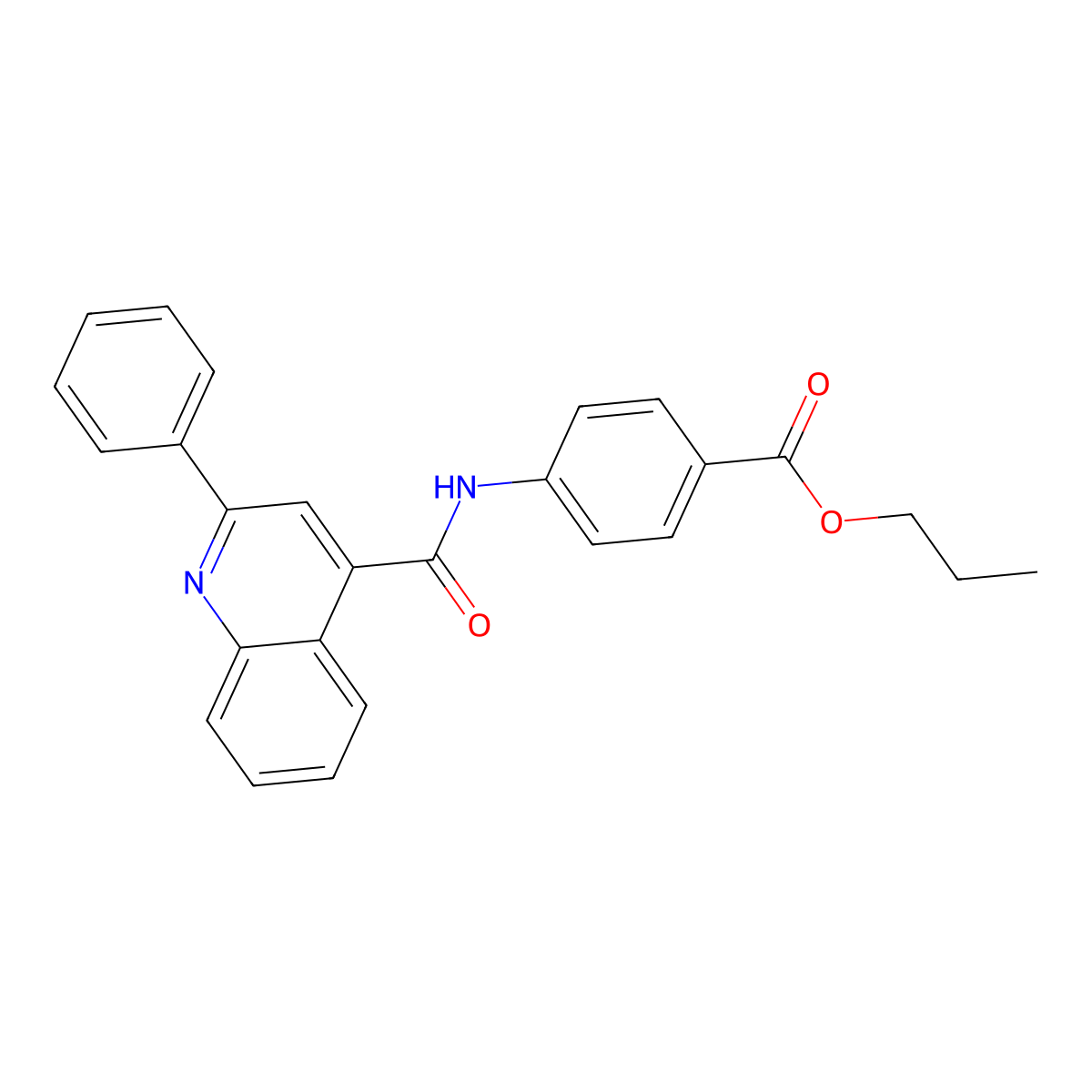 Propyl 4-[(2-phenylquinoline-4-carbonyl)amino]benzoate molecular structure, CAS 332116-90-2