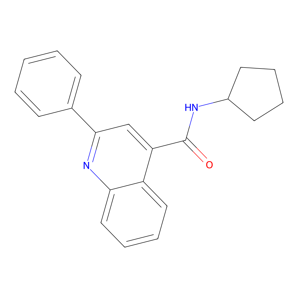 N-cyclopentyl-2-phenylquinoline-4-carboxamide molecular structure, CAS 332116-93-5