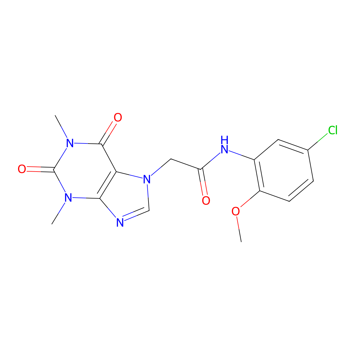 N-(5-chloro-2-methoxyphenyl)-2-(1,3-dimethyl-2,6-dioxo-1,2,3,6-tetrahydro-7H-purin-7-yl)acetamide molecular structure, CAS 332117-15-4