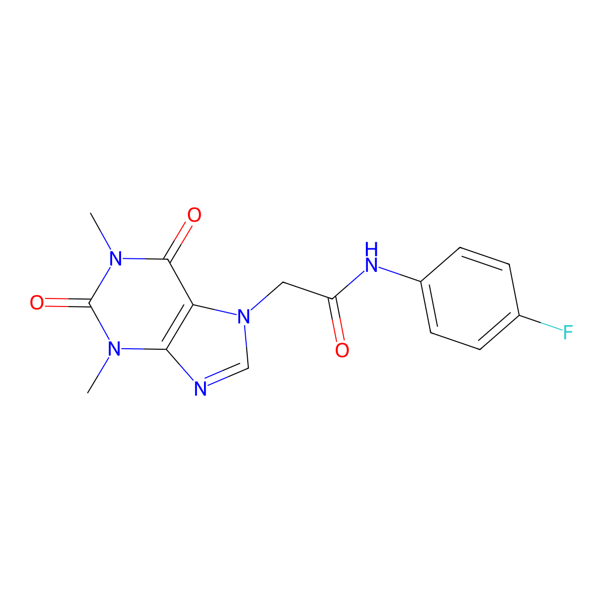 2-(1,3-dimethyl-2,6-dioxo-1,2,3,6-tetrahydro-7H-purin-7-yl)-N-(4-fluorophenyl)acetamide molecular structure, CAS 332117-20-1
