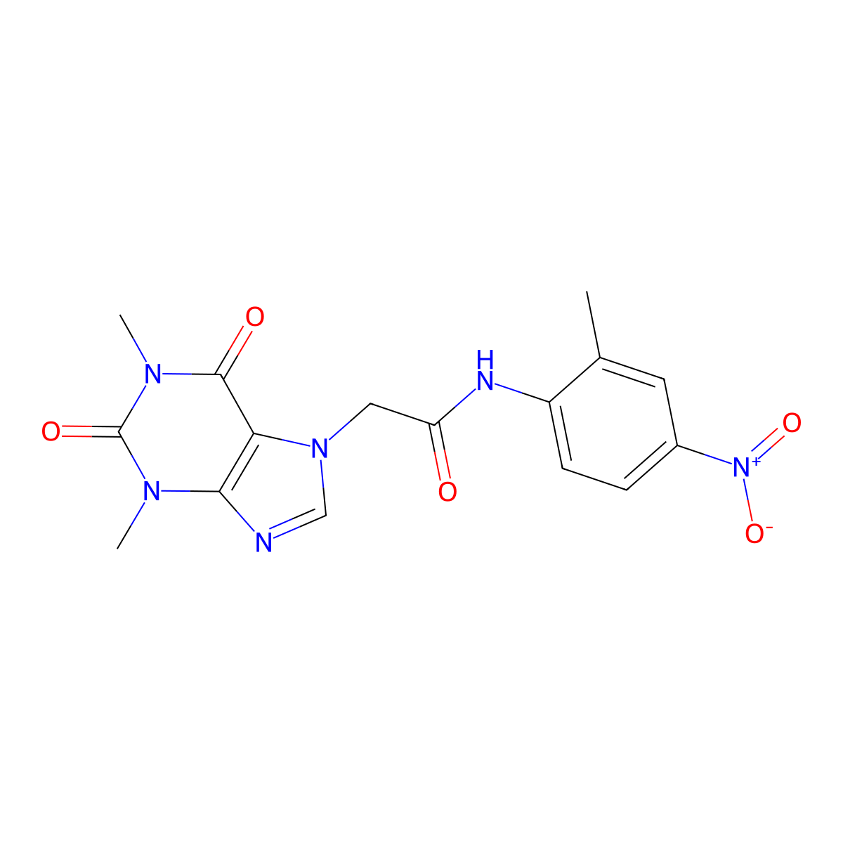 2-(1,3-dimethyl-2,6-dioxopurin-7-yl)-N-(2-methyl-4-nitrophenyl)acetamide molecular structure, CAS 332117-21-2