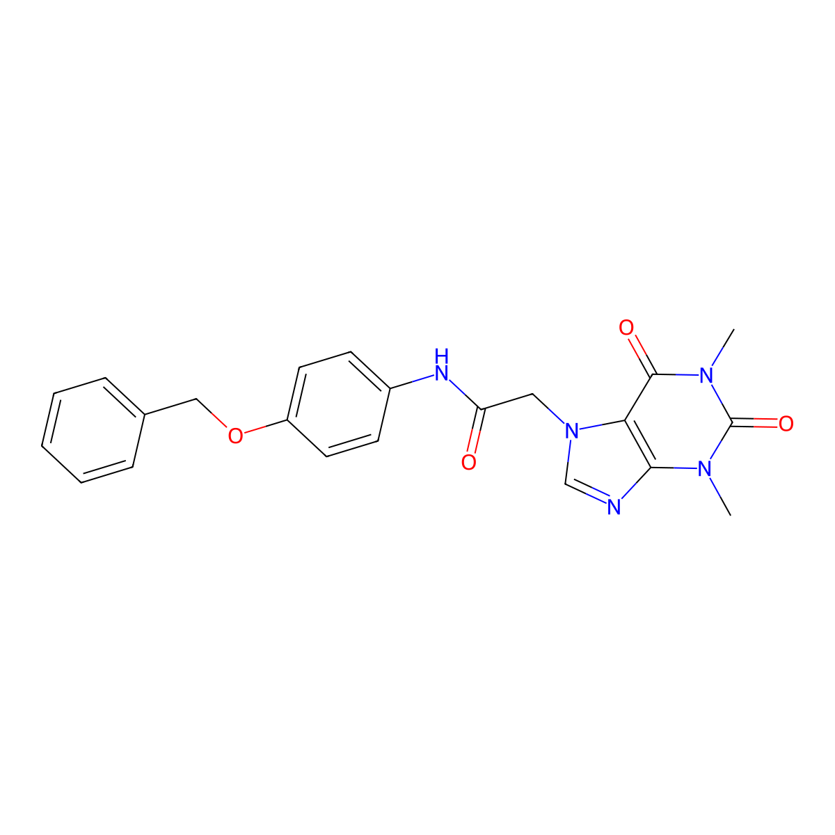 N-[4-(benzyloxy)phenyl]-2-(1,3-dimethyl-2,6-dioxo-1,2,3,6-tetrahydro-7H-purin-7-yl)acetamide molecular structure, CAS 332117-31-4