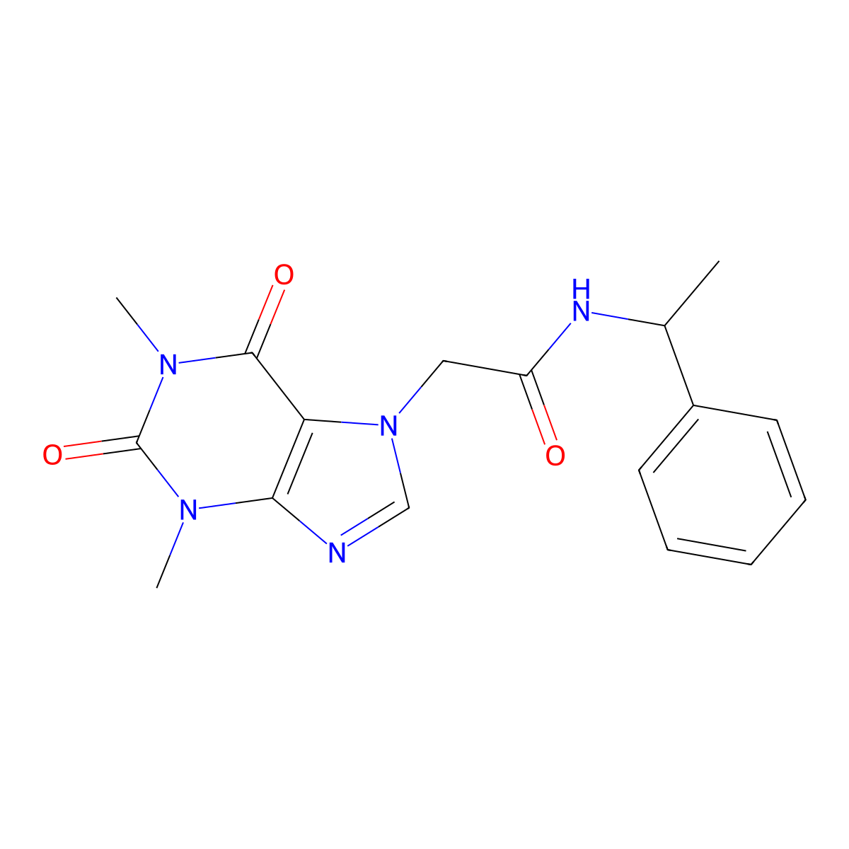 2-(1,3-dimethyl-2,6-dioxo-1,2,3,6-tetrahydro-7H-purin-7-yl)-N-(1-phenylethyl)acetamide molecular structure, CAS 332117-32-5