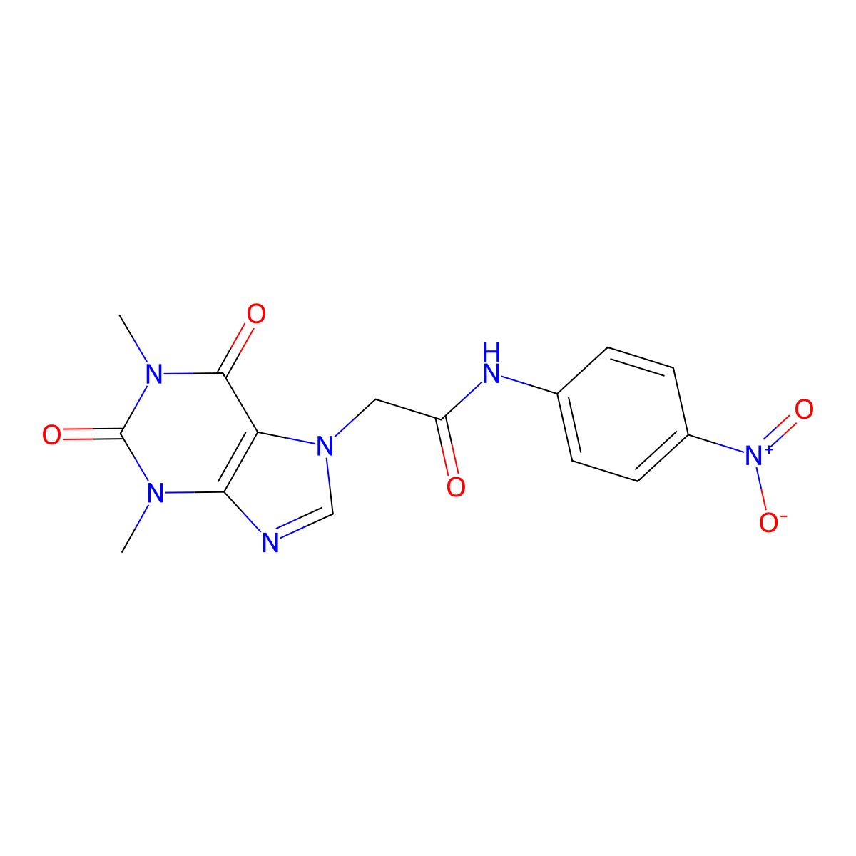 2-(1,3-dimethyl-2,6-dioxopurin-7-yl)-N-(4-nitrophenyl)acetamide molecular structure, CAS 332117-41-6