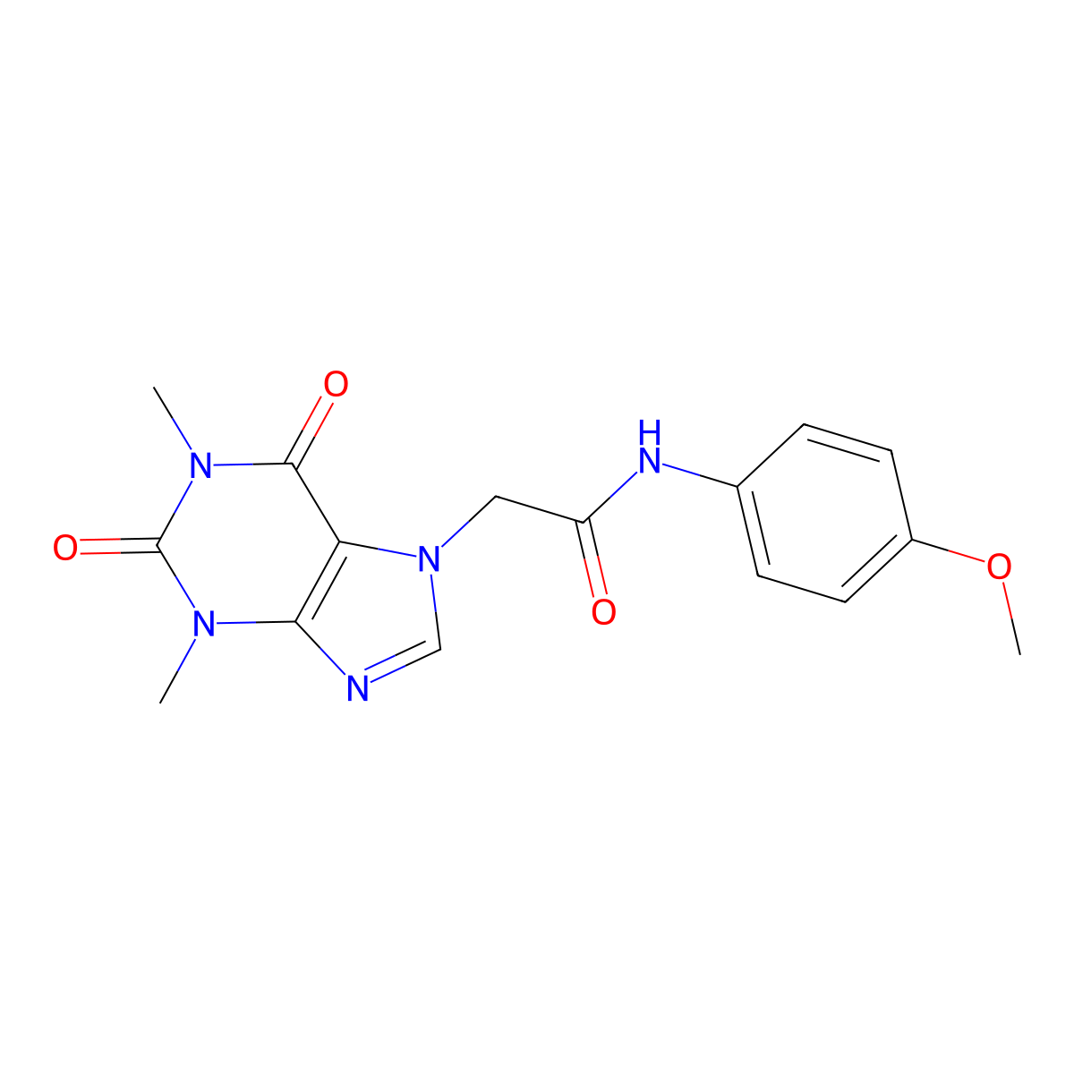 2-(1,3-dimethyl-2,6-dioxo-1,2,3,6-tetrahydro-7H-purin-7-yl)-N-(4-methoxyphenyl)acetamide molecular structure, CAS 332117-42-7