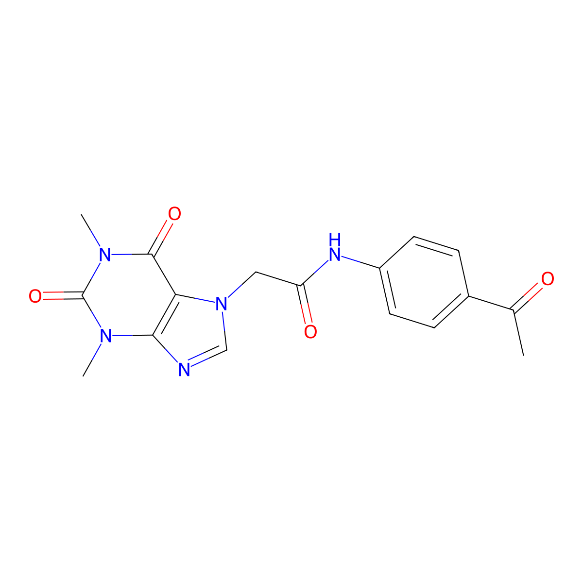 N-(4-acetylphenyl)-2-(1,3-dimethyl-2,6-dioxo-1,2,3,6-tetrahydro-7H-purin-7-yl)acetamide molecular structure, CAS 332117-43-8