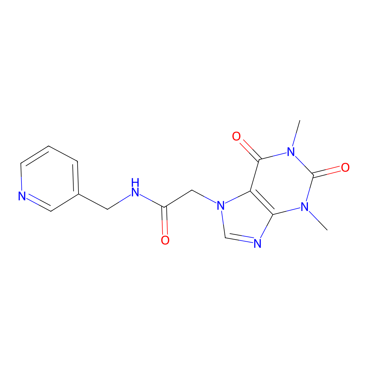 2-(1,3-dimethyl-2,6-dioxo-1,2,3,6-tetrahydro-7H-purin-7-yl)-N-(pyridin-3-ylmethyl)acetamide molecular structure, CAS 332117-47-2