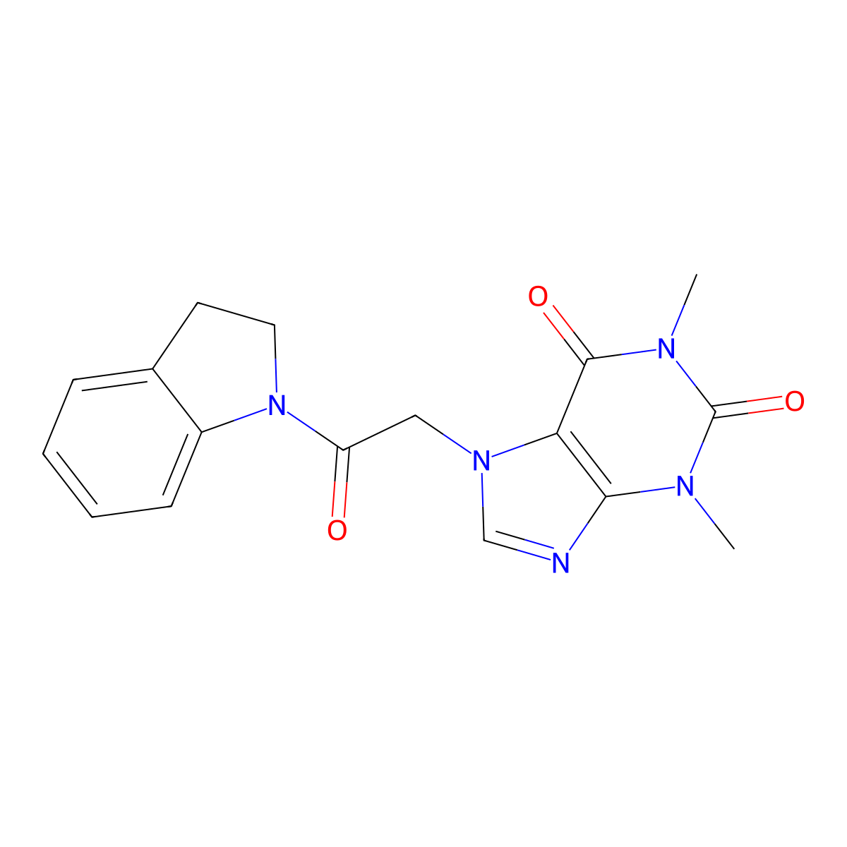 7-[2-(2,3-Dihydroindol-1-yl)-2-oxoethyl]-1,3-dimethylpurine-2,6-dione molecular structure, CAS 332117-48-3