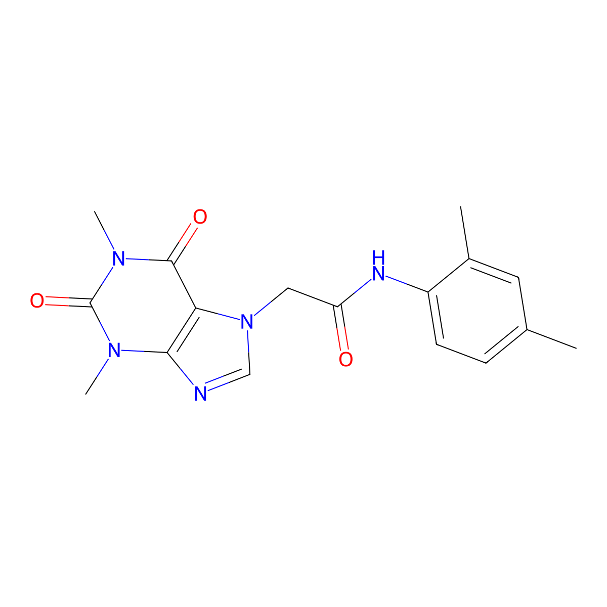 2-(1,3-dimethyl-2,6-dioxo-1,2,3,6-tetrahydro-7H-purin-7-yl)-N-(2,4-dimethylphenyl)acetamide molecular structure, CAS 332117-53-0