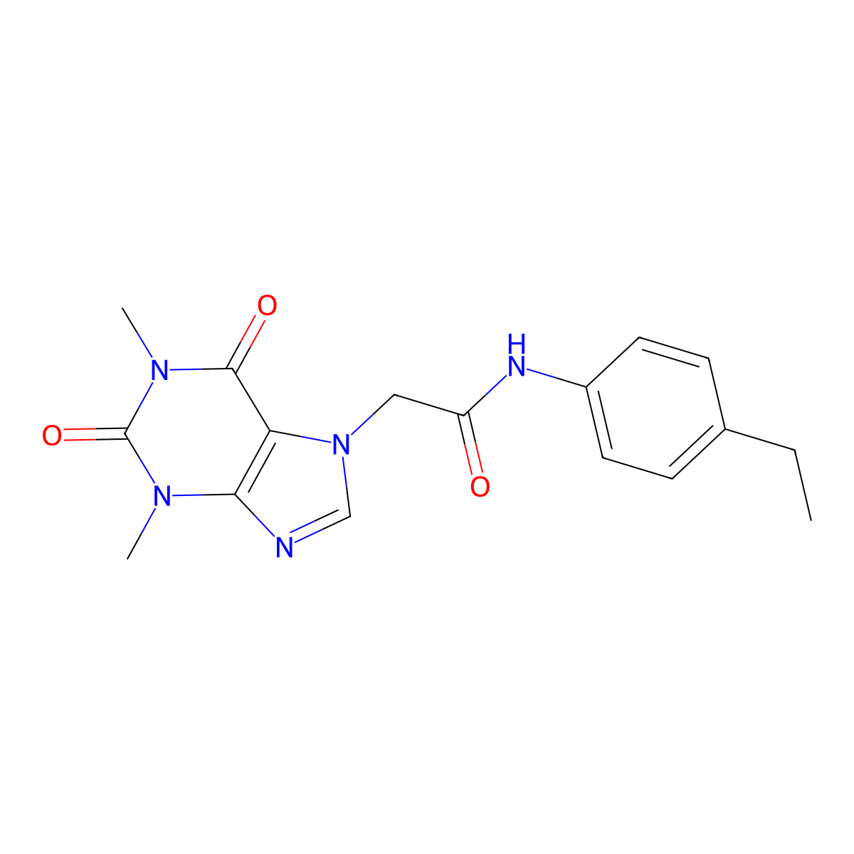 2-(1,3-dimethyl-2,6-dioxo-1,2,3,6-tetrahydro-7H-purin-7-yl)-N-(4-ethylphenyl)acetamide molecular structure, CAS 332117-55-2