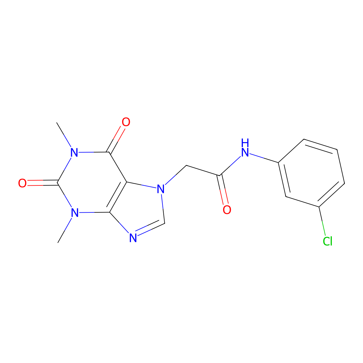 N-(3-chlorophenyl)-2-(1,3-dimethyl-2,6-dioxo-1,2,3,6-tetrahydro-7H-purin-7-yl)acetamide molecular structure, CAS 332117-56-3