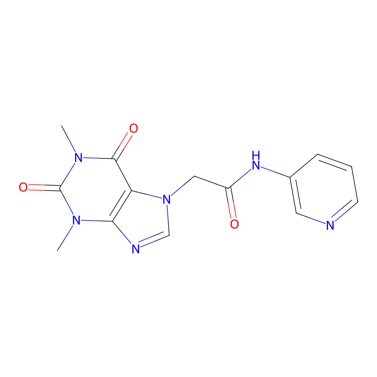 2-(1,3-dimethyl-2,6-dioxopurin-7-yl)-N-pyridin-3-ylacetamide molecular structure, CAS 332117-57-4