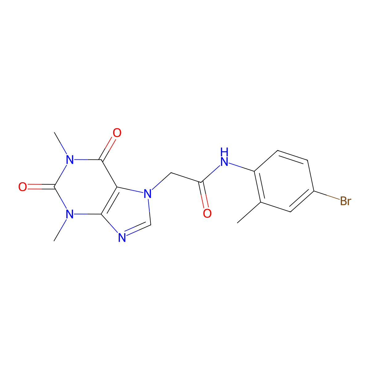 N-(4-bromo-2-methylphenyl)-2-(1,3-dimethyl-2,6-dioxo-1,2,3,6-tetrahydro-7H-purin-7-yl)acetamide molecular structure, CAS 332117-60-9