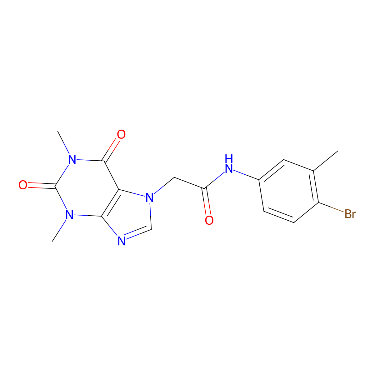 N-(4-bromo-3-methylphenyl)-2-(1,3-dimethyl-2,6-dioxopurin-7-yl)acetamide molecular structure, CAS 332117-61-0
