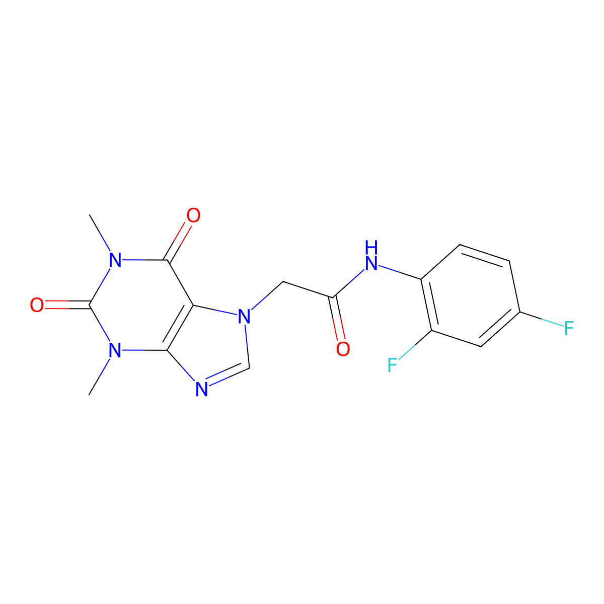 N-(2,4-difluorophenyl)-2-(1,3-dimethyl-2,6-dioxo-1,2,3,6-tetrahydro-7H-purin-7-yl)acetamide molecular structure, CAS 332117-63-2