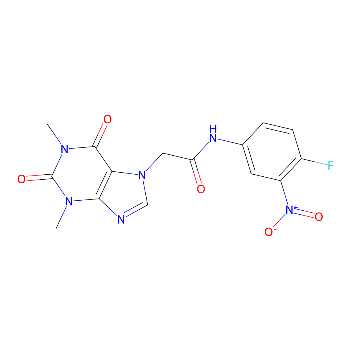 2-(1,3-dimethyl-2,6-dioxopurin-7-yl)-N-(4-fluoro-3-nitrophenyl)acetamide molecular structure, CAS 332117-66-5